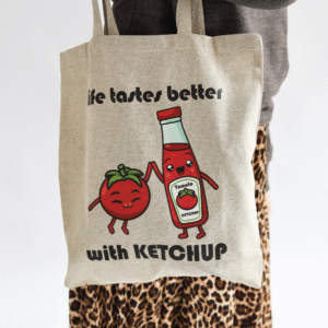 Torba zakupowa bawełniana z Pomidorem - długi uchwyt, mieści A4