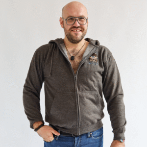 Bluza dresowa rozpinana z kapturem z haftem bobra - kieszenie Unisex